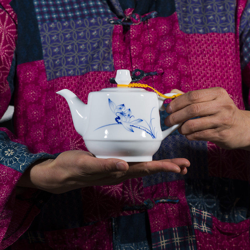 手绘大茶壶陶瓷单壶大号茶具家用大容量泡茶壶青花瓷釉下彩景德镇