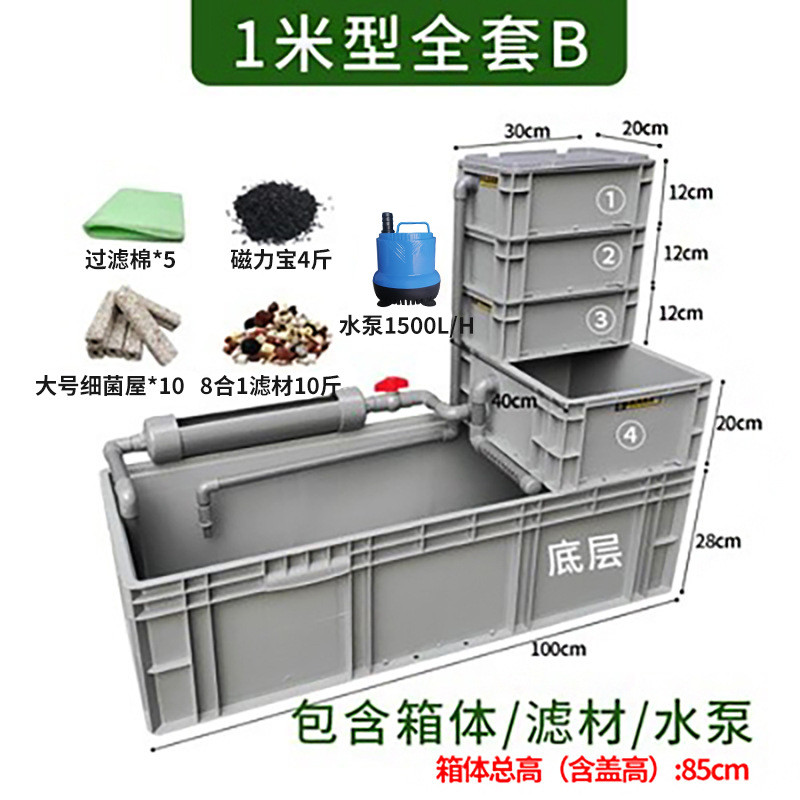 龟箱乌龟缸周转箱沼泽过滤箱水道生态缸内循环净混养龟水鱼饲养盒