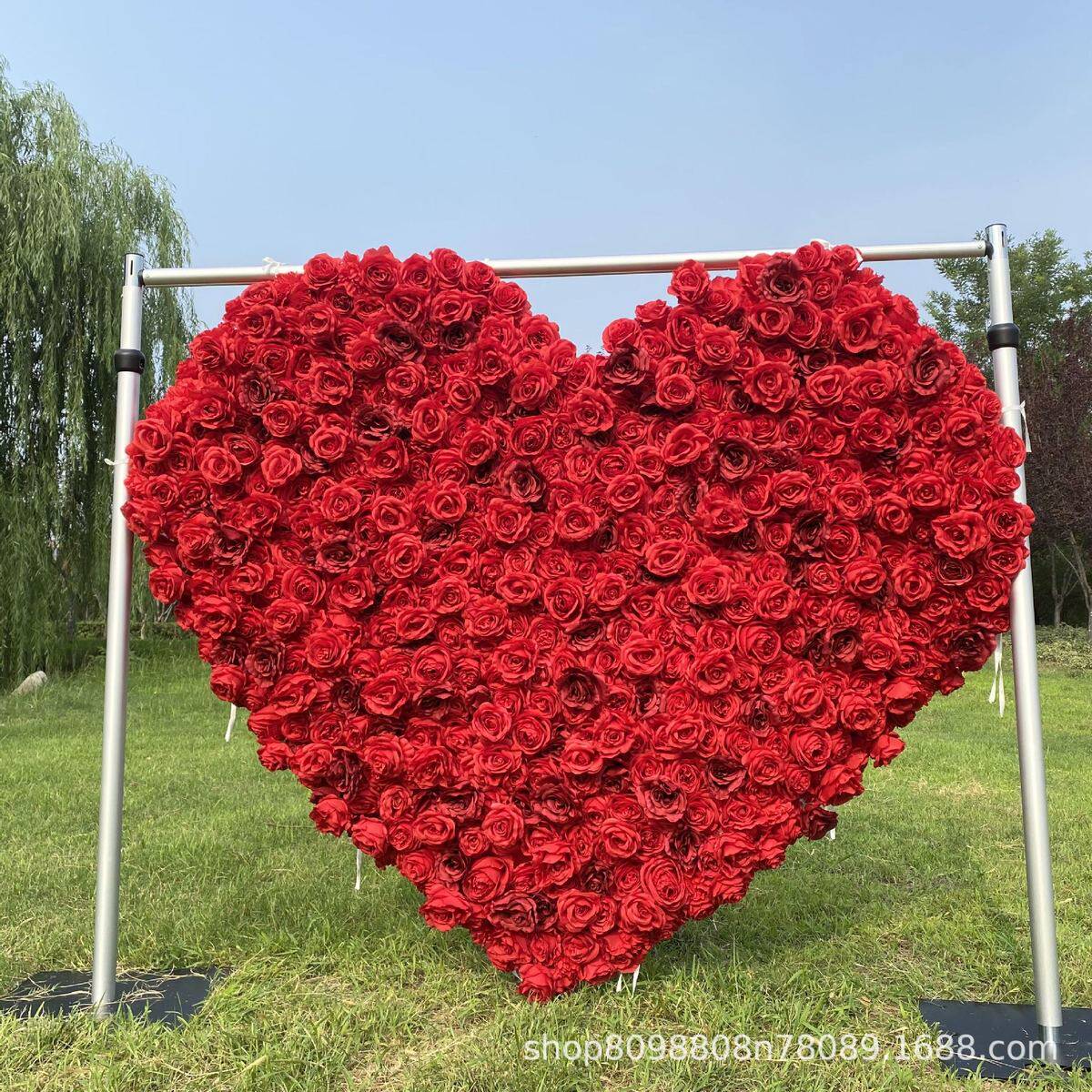 背景婚庆玫瑰花墙仿真花商场橱窗装饰玫瑰舞台布置布底花墙