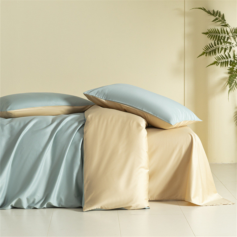 母婴60长绒棉被套纯色三件套斜纹双人宿舍家用全棉四件套