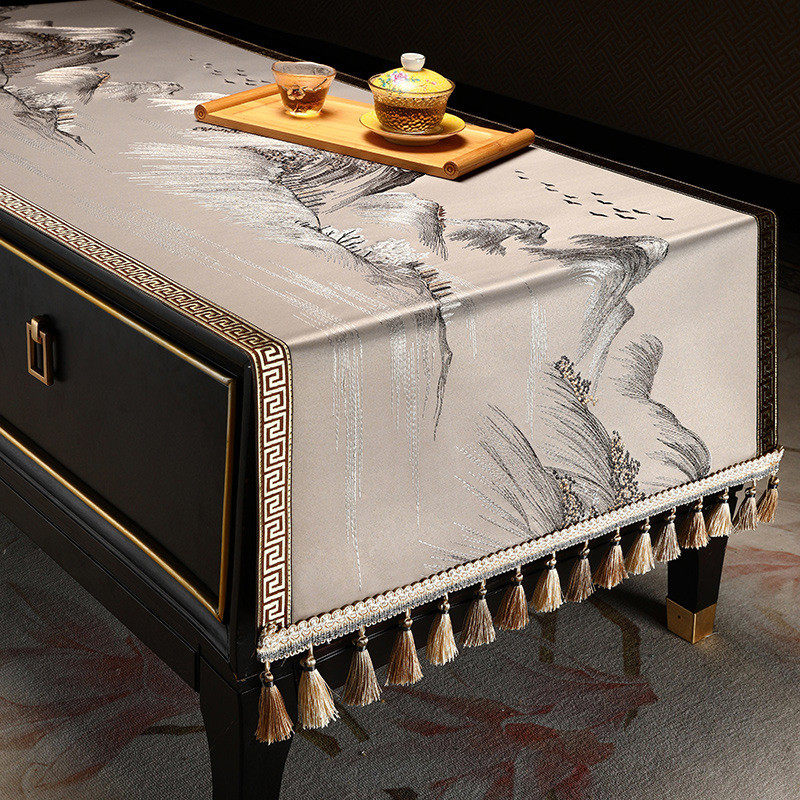 新中式盖布客厅茶几高档床头柜盖巾电视柜装饰垫布中国风防尘罩布,居家布艺,桌布,淘宝优惠券,粉丝福利购,淘宝优惠卷