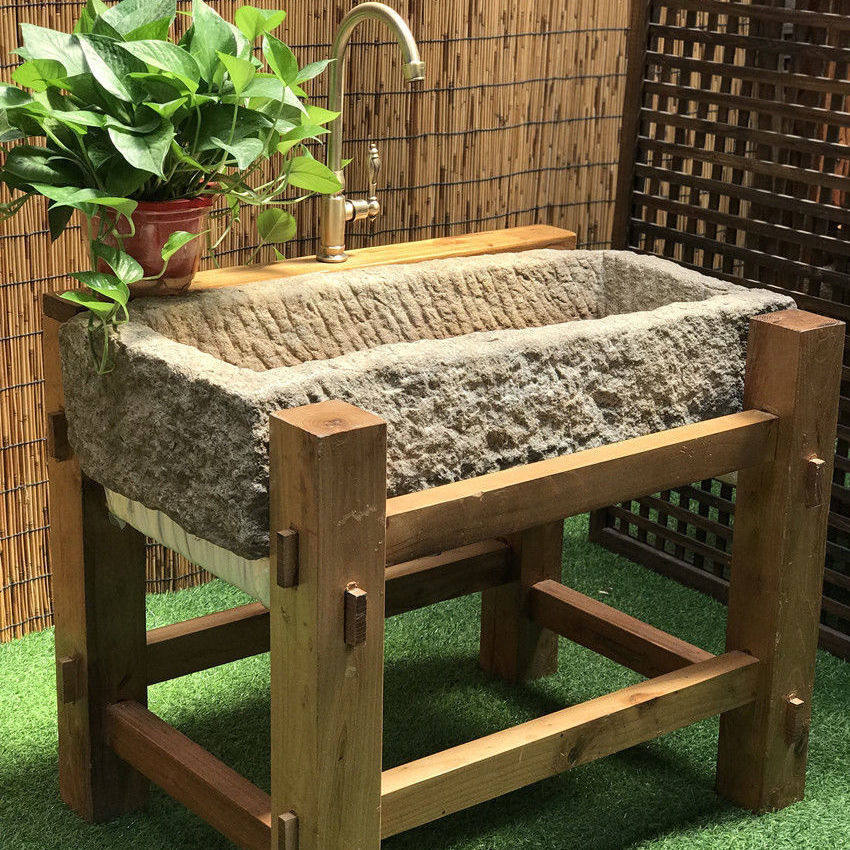 喂猪食槽石头小石槽小猪庭院鱼缸饲养牛槽花盆槽流水池流水仿古