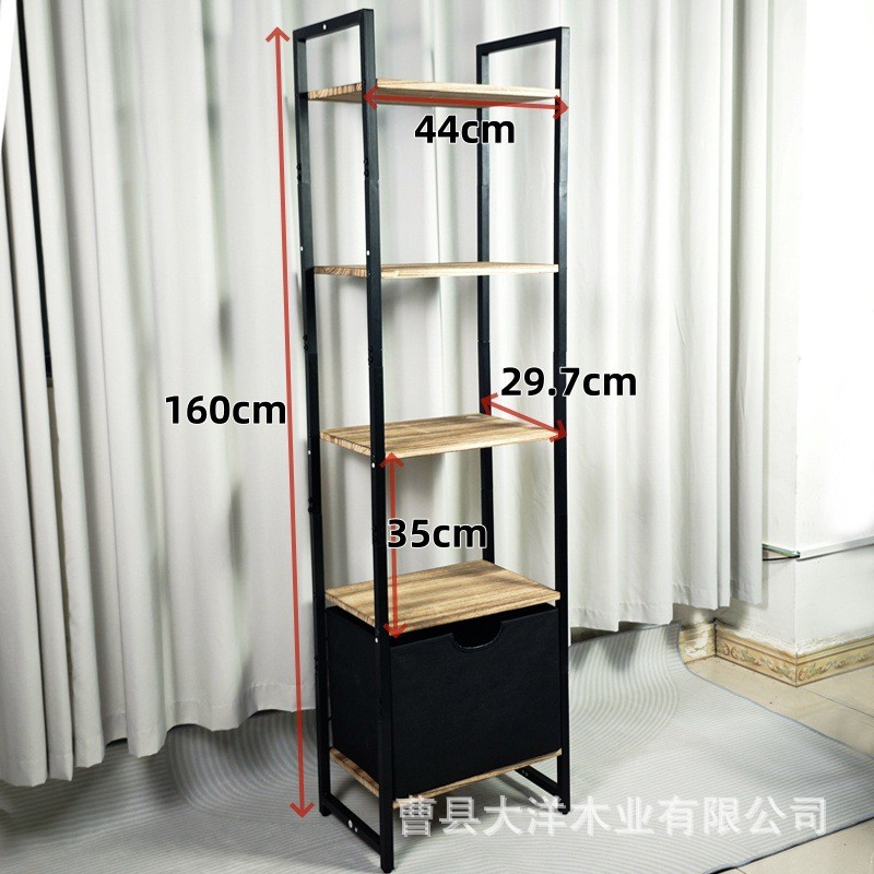 铁木结合多层置物架带博古架落地杂志书架客厅装饰抽屉陈列储物架