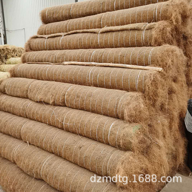 批发生产河道护坡草毯植物纤维椰丝毯生态网加筋带草籽混合椰丝毯