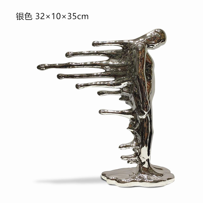创意抽象树脂逆行者风中人物雕塑摆件玄关房间轻奢风办公桌面摆设