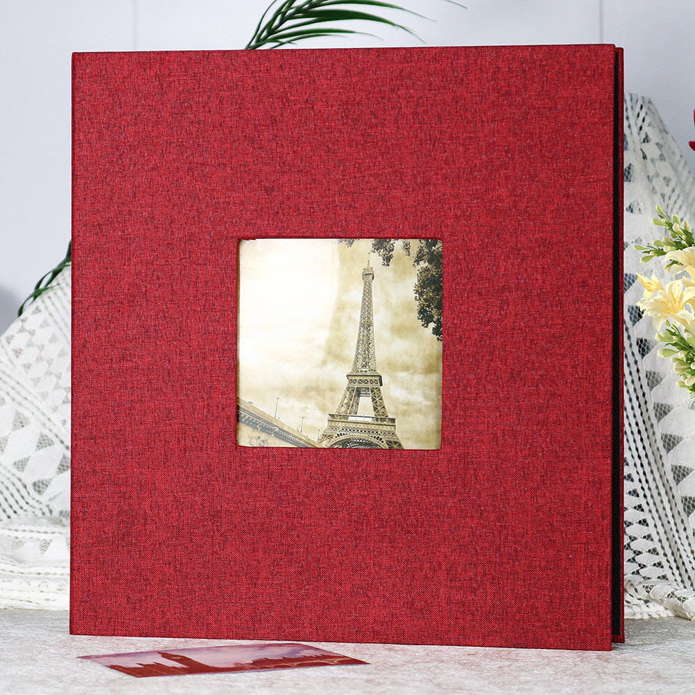 活页12寸开窗厂家直销相册简约麻布封面6寸照片500张插袋内页相册