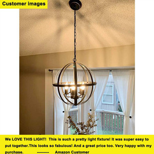 吊灯款 乡村复古工业风圆球铁艺灯具客厅餐厅玄关爆 ebay美式