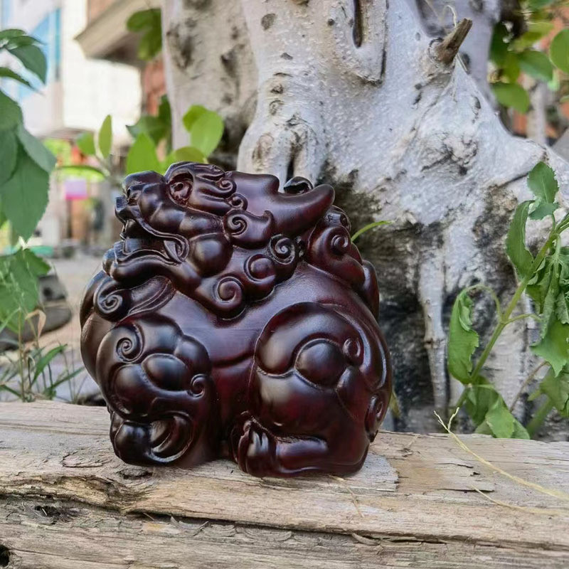 黑檀木雕刻胖墩貔貅摆件圆皮丘手把件男家居装饰品檀香木汽车送礼