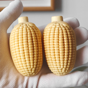 热销实心竹玉米手把件龙竹雕金丝竹血文玩把玩件金玉满堂玉竹高密