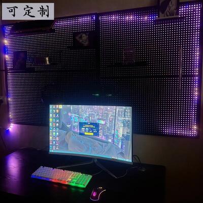 m3no批发展洞洞板电竞墙上隔板置物架书房电脑桌装饰书桌收纳架可
