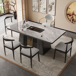 新中式茶桌茶台板岩现代家用一体泡茶桌椅组合办公室阳台客厅整套