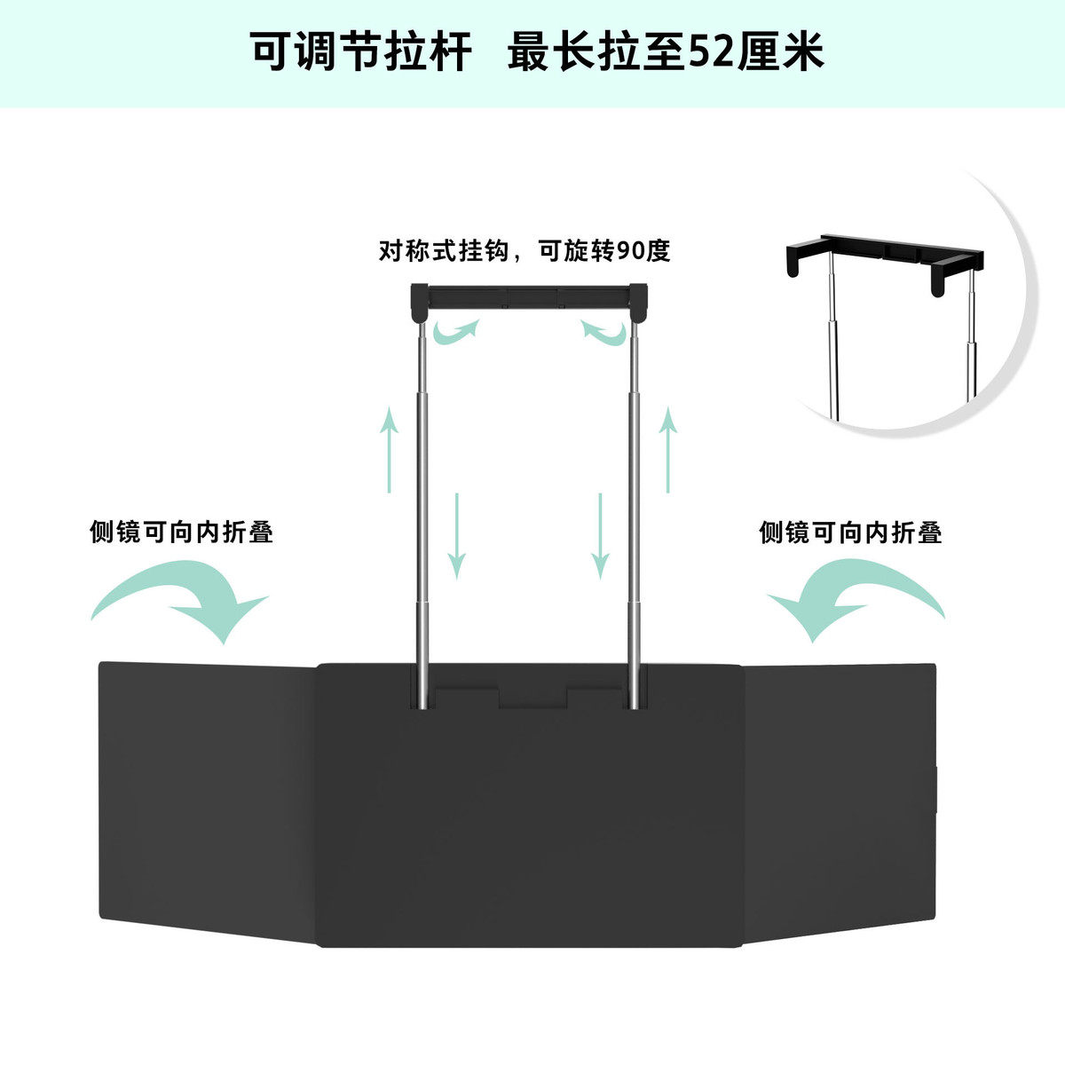 热销便携折叠五面调光led化妆镜理发镜带led灯自己理发镜子批发