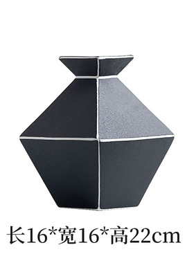 现代菱形花器简约创意家居玄关客厅样板间酒店干花花插花瓶摆件