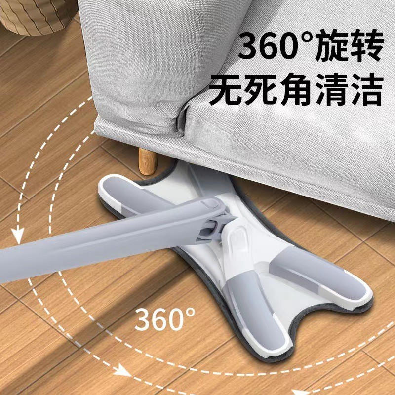 eu89仿免手洗蝴蝶型x夹式拖把平板新款手拧折叠干湿两用旋转黑科