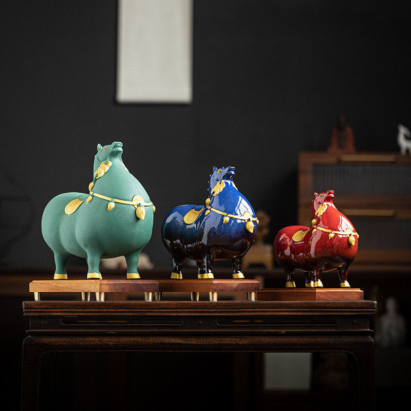 唐马摆件招财陶瓷马新中式客厅酒柜装饰办公室玄关桌面工艺品,家居饰品,装饰摆件,淘宝优惠券,粉丝福利购,淘宝优惠卷