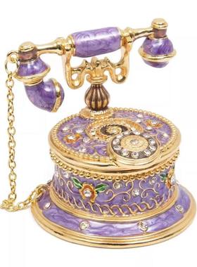 复古电话机外贸工艺品珐琅彩首饰盒梳妆台家居小摆件爆款饰品批发