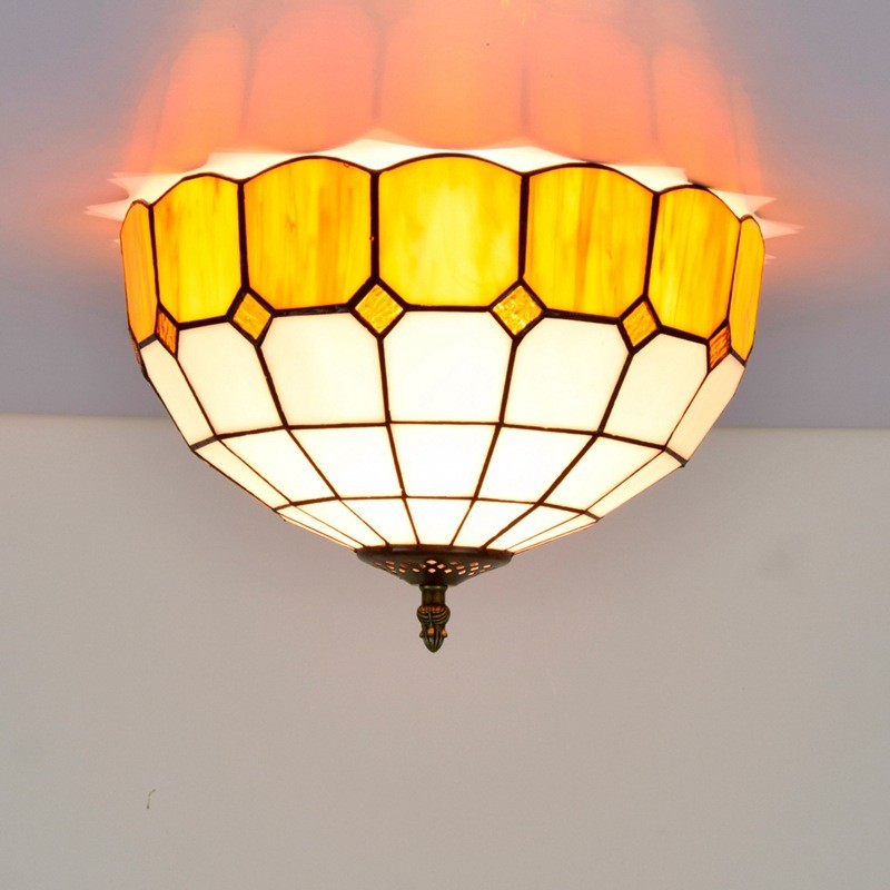 30cm欧琈蒂凡尼地中海简约过道餐厅卧室彩色玻璃走廊琉璃吸顶灯