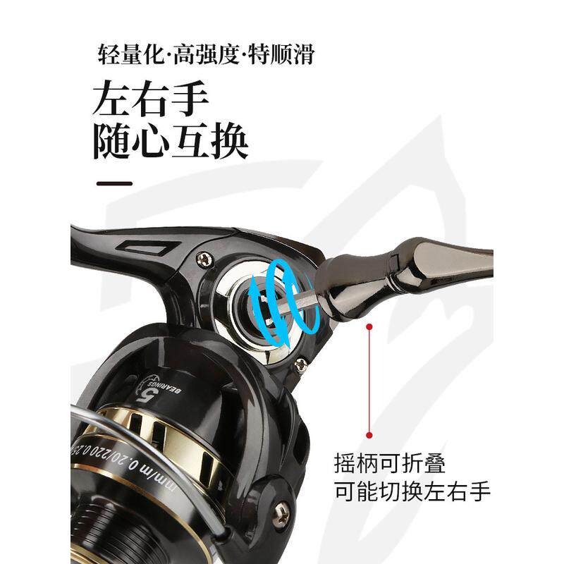 科迈雷型号路亚纺车轮海钓金属远投抛投翘嘴马口鲈鱼打黑1000直柄