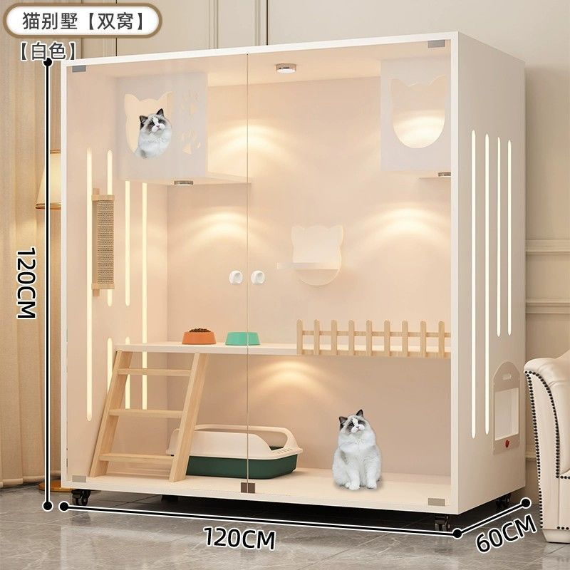 hp猫别墅猫猫柜双层猫舍猫咪笼子防水猫窝家用房子超大室内猫屋猫