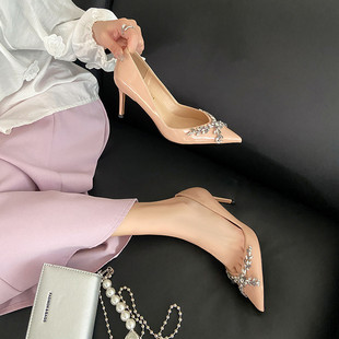 性感细跟漆皮女鞋 超高跟浅口单鞋 女配裙子礼服奢华韩版 宴会高跟鞋
