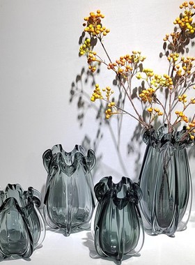 热销轻奢现代高档琉璃花瓶设计样板间餐厅电视柜旁边插花家居摆件