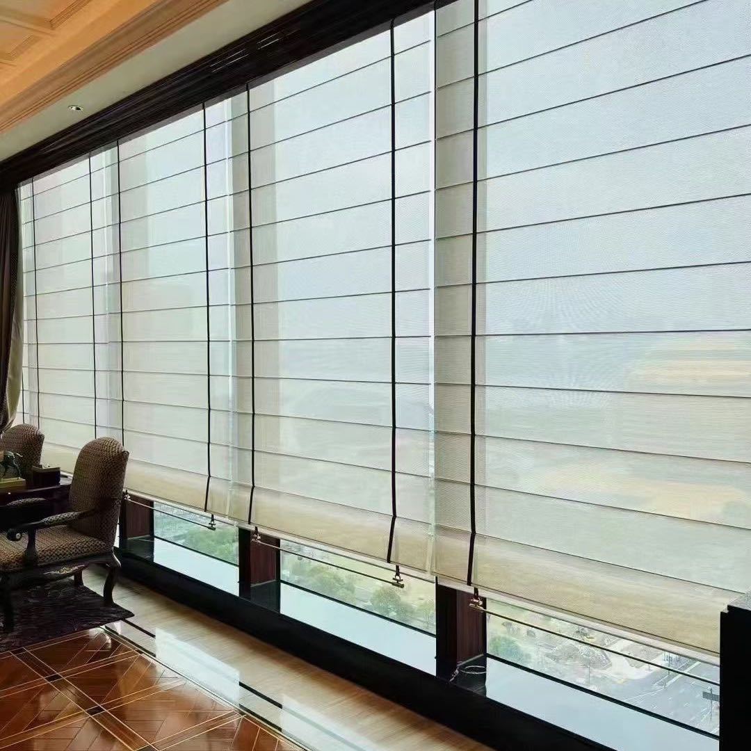 透景罗马帘罗马窗帘工程家装遮光亚麻帘日式布艺帘升降提拉帘