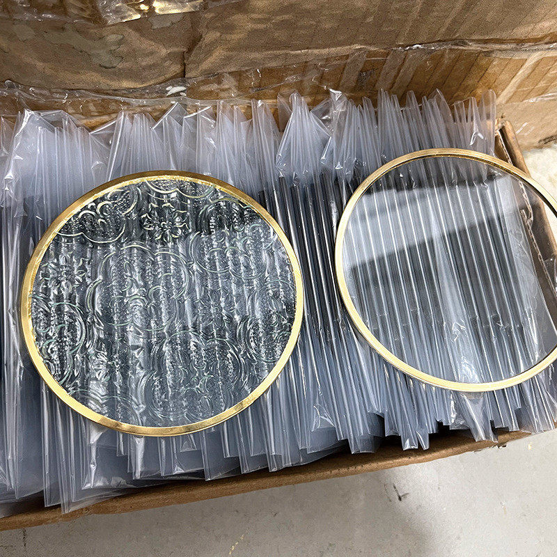 网红圆形浮雕玻璃茶杯垫透明玻璃网红小托盘创意咖啡隔热餐垫子