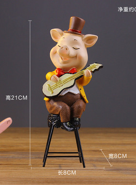 创意树脂工艺品客厅摆件音乐猪欢乐猪喜庆乐器卡通摆件猪年礼品