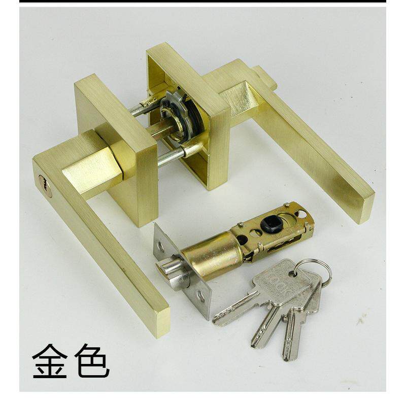 门锁美式方形黑色房门锁北欧执手单舌锁家用轻音卧室卫生间通用型