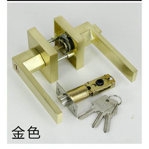 门锁美式方形黑色房门锁北欧执手单舌锁家用轻音卧室卫生间通用型