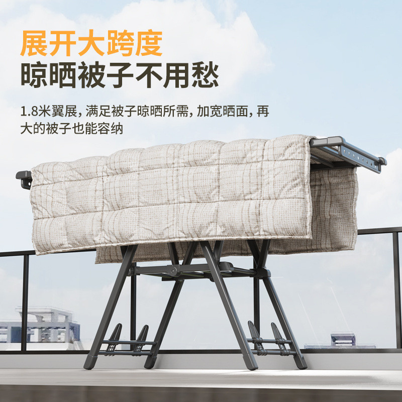 折叠晾衣架落地家用卧式阳台晒衣架室内婴儿挂衣杆晒被子晾衣架