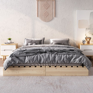 日式 榻榻米床矮床简约现代1.5米实木床双人无床头架子无靠背地台