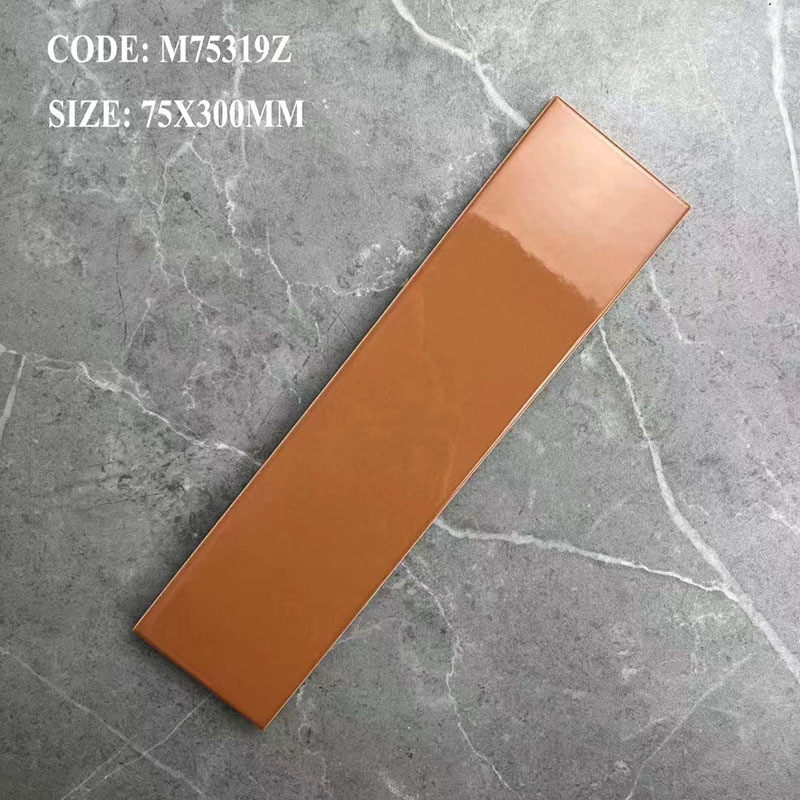 红长条瓷片75x300彩色厨房斜边面包砖酒北欧卫生间墙砖橄榄绿瓷砖