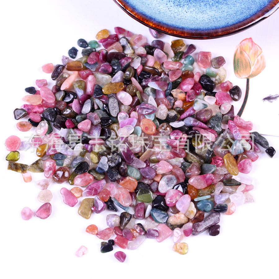 一斤儿童彩碧玺碎石tourmaline电气石天然淘矿石鱼缸园艺造景装饰