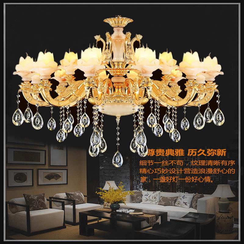 酒店蜡烛水晶锌合金吊灯客厅餐厅欧式别墅展厅时尚创意灯具批发
