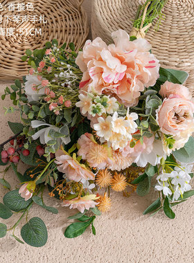 假花月下琴声手札仿真花家居装饰花墙饰手捧花束婚庆玫瑰cf01416