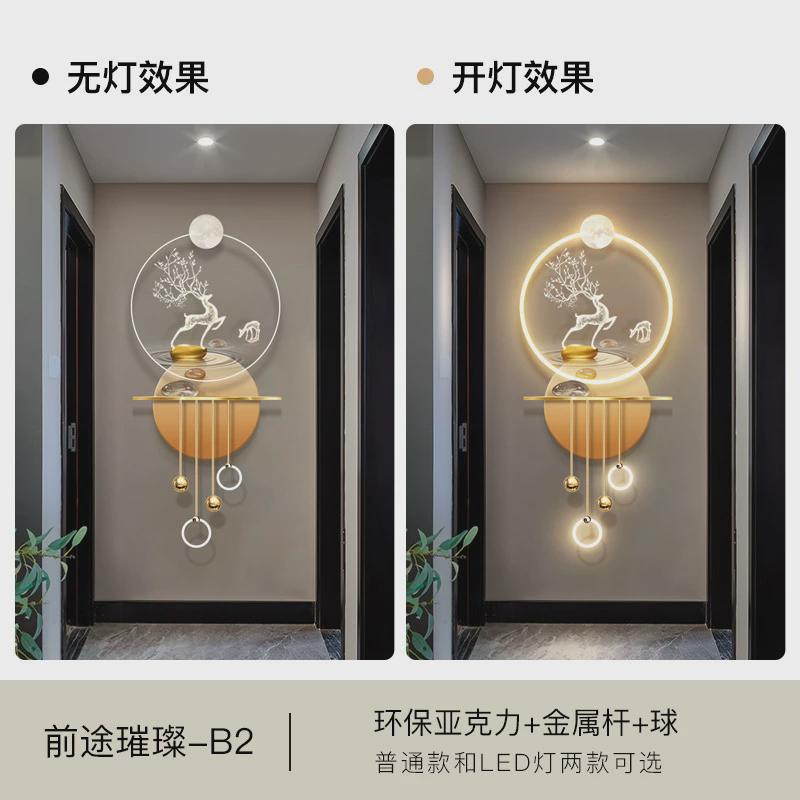麋鹿大气入户门玄关装饰画过道led发光壁灯画走廊带立体轻奢挂画图片