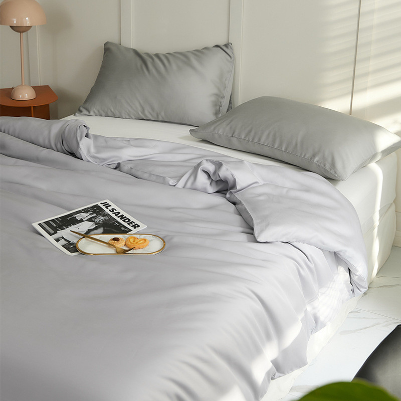 200支夏季天丝床单单件纯色单人冰丝裸睡宿舍凉感被单枕套三件套