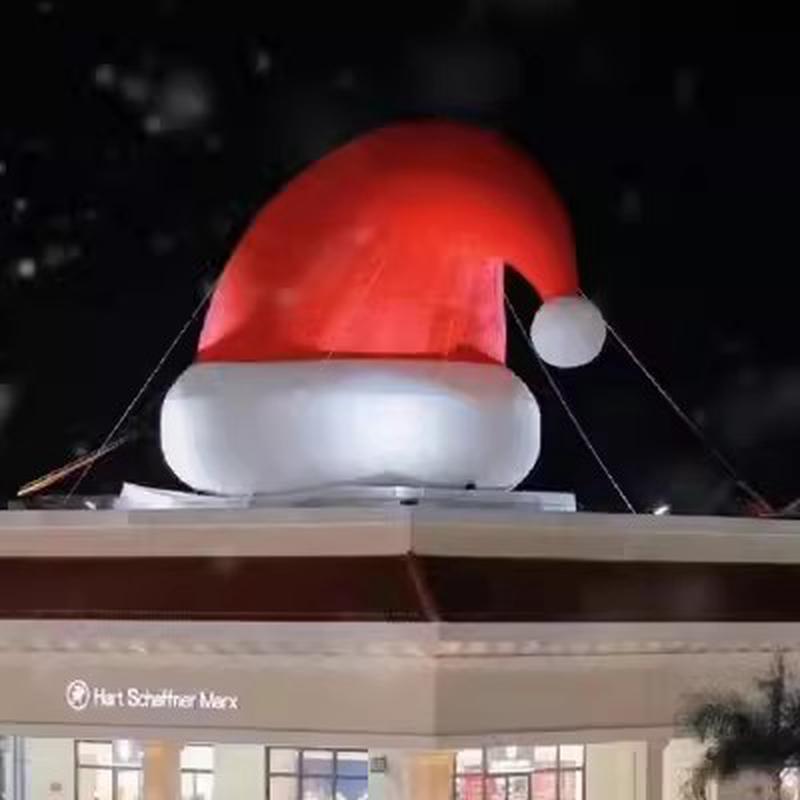 充气圣诞老人爬窗气模发光户外帽子装饰雪人拱门商场吊挂美陈道具