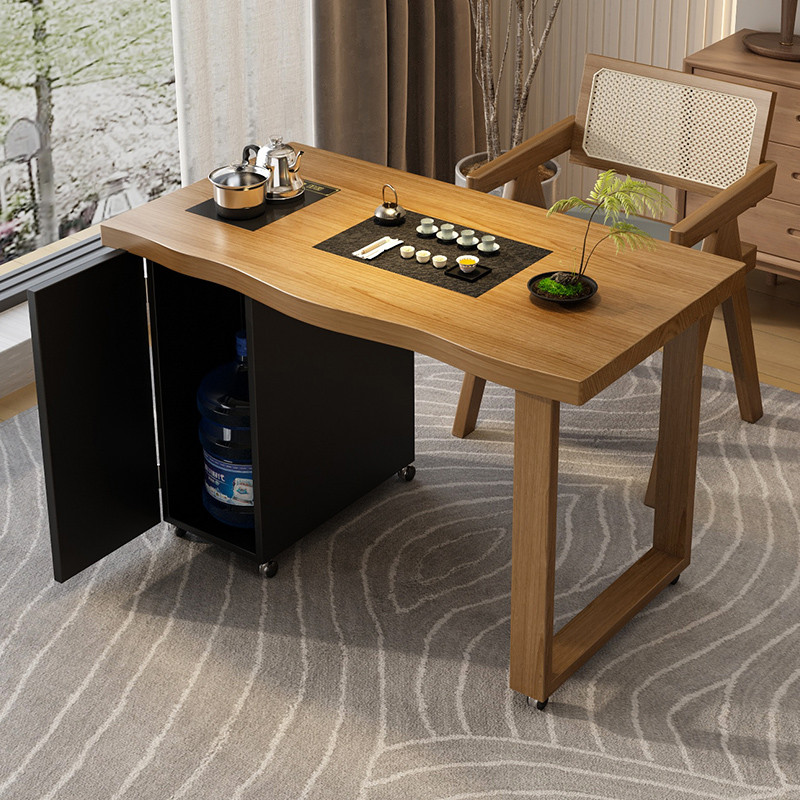 热销w8阳台移动可茶桌家用小茶台实木茶桌椅子组合客厅小型泡茶桌