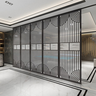 新中式铁艺屏风隔断火锅雅间餐厅卡座茶楼饭店包厢包间围栏装饰墙