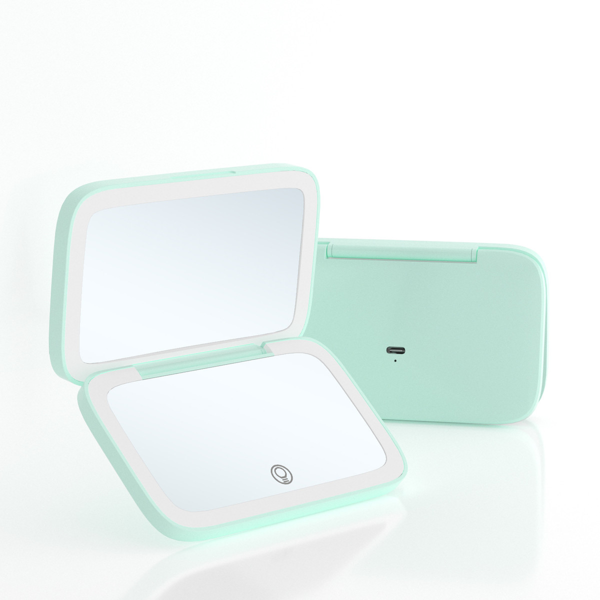 便携led化妆镜手持折叠磁控双面灯带5倍放大三调光无极色灯补光镜