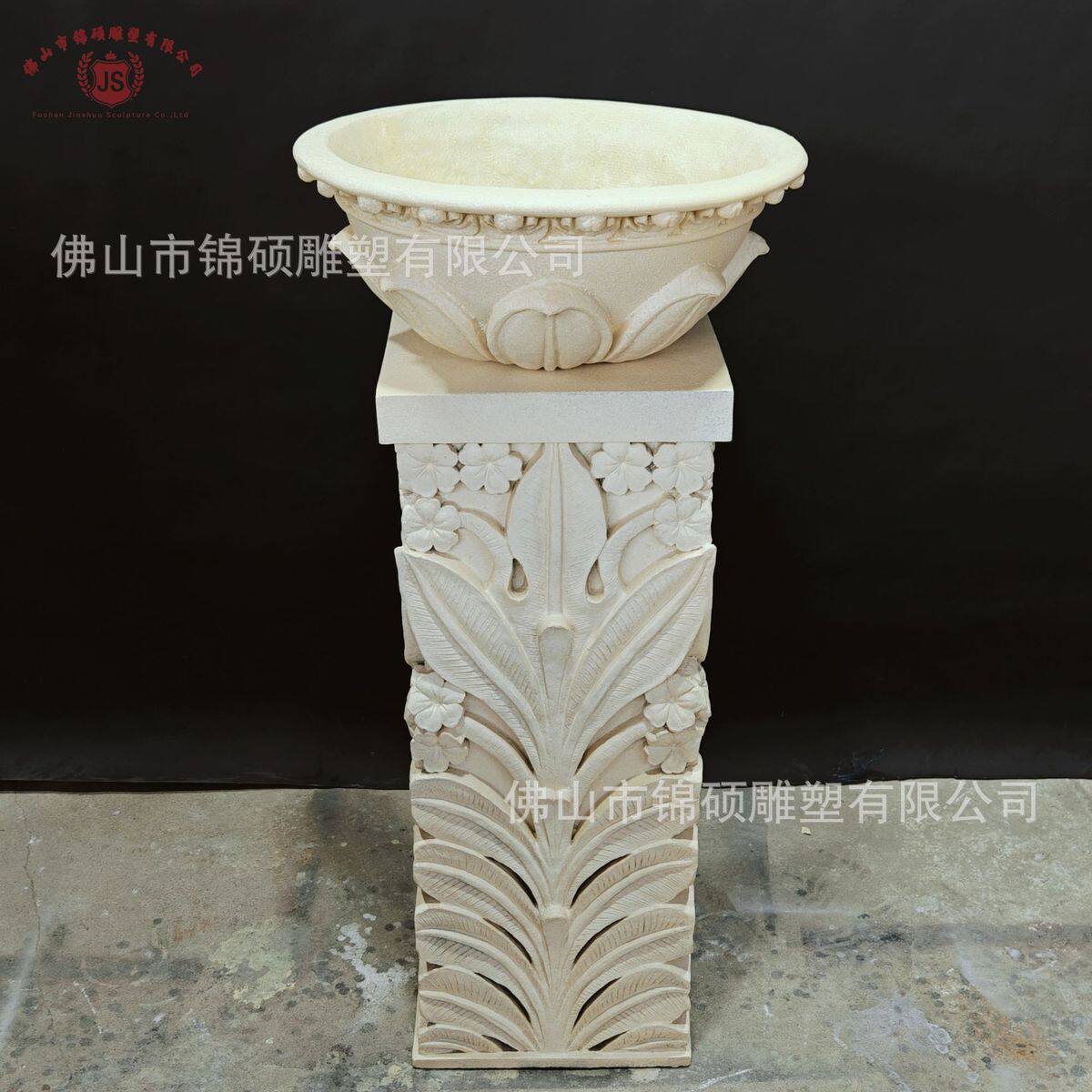 厂家制作各种中式花盆人造砂岩花盆玻璃钢时尚创意花钵种植摆件