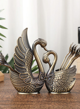 欧式咖啡勺金属家用高档水果勺子叉子套装复古西餐餐具组合叉