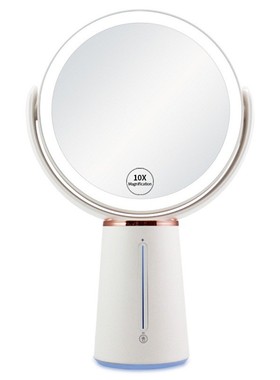 双面360度旋转化妆镜充电款放大梳妆镜10xled灯女生美妆镜可调光