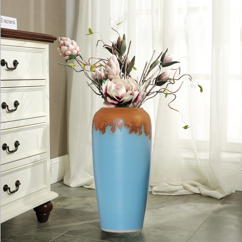 热销现代软装陶瓷落地大花瓶客厅家居新中式饰宾馆酒店插花摆件