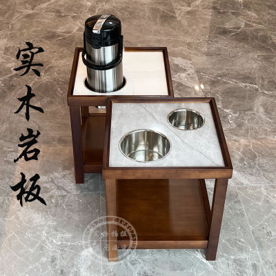 现代简约轻奢棋牌室麻将室麻将桌边茶楼岩板实木麻将机茶几茶水架