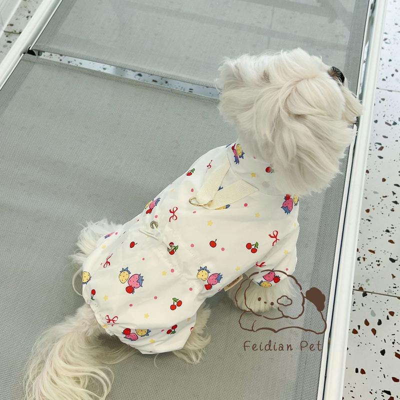 遛狗宠物秋冬新款加绒四脚防泼水牵引扣雨衣小型犬猫外出沸点服装