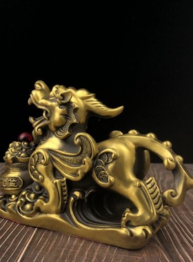 铜貔貅摆件一对纯铜貔貅聚宝盆貔貅客厅店铺桌面铜摆件礼品摆件