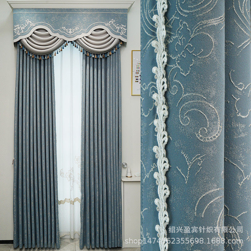 厂家直销加厚高档客厅卧室高精密提花窗帘新款遮光轻奢成品窗帘